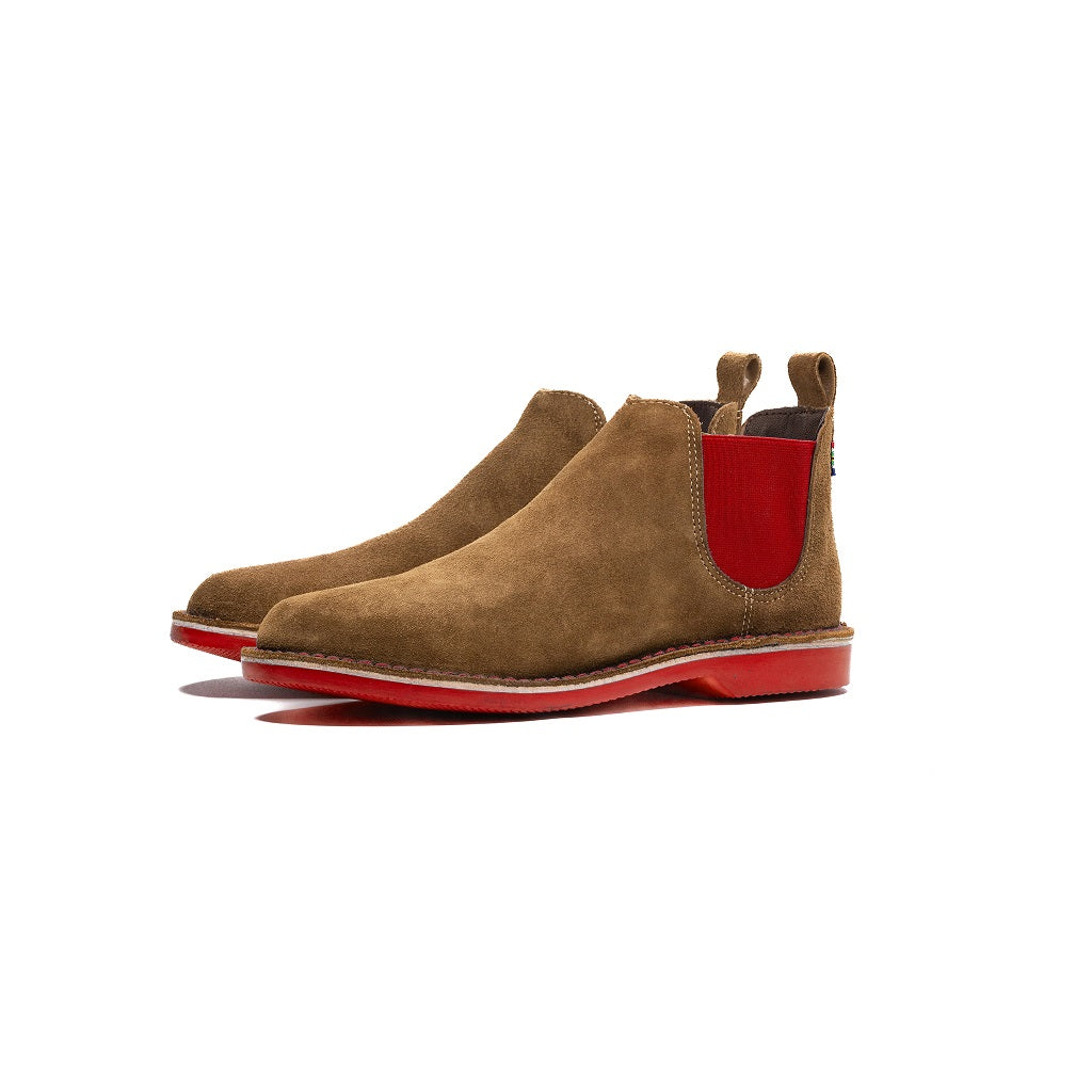 Red suede chelsea outlet boots womens